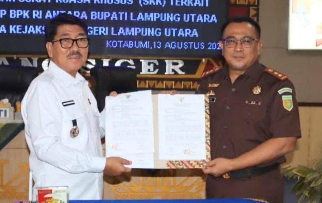 Bupati Lampung Utara Teken SKK dengan Kejari, Percepat Tindak Lanjut LHP BPK