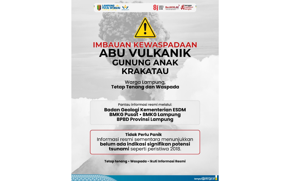 Gunung Anak Krakatau Erupsi 5 September, Abu Vulkanik Berpotensi Ganggu Penerbangan di Selat Sunda