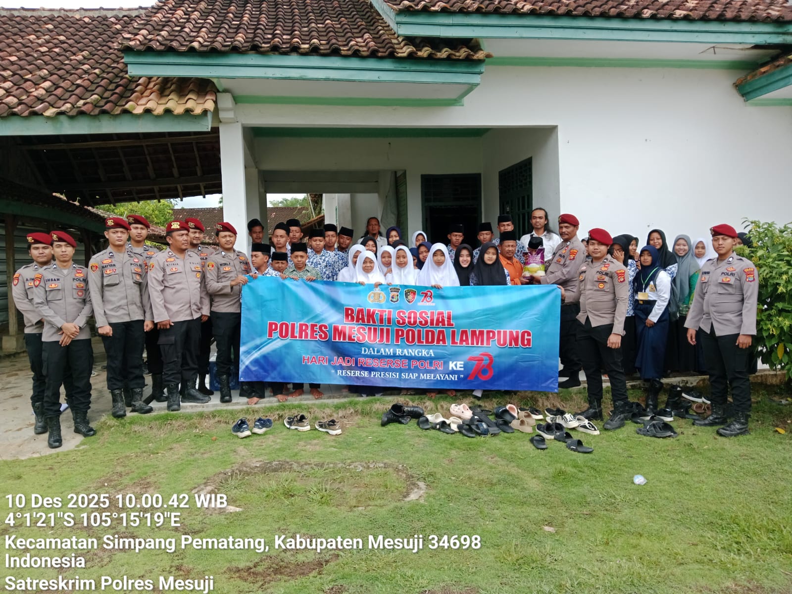 Sat Reskrim Polres Mesuji Tebar Kepedulian Lewat Baksos di Ponpes Hidayatul Mubtadiin Simpang Pematang