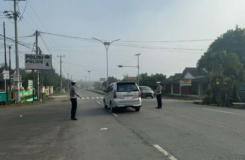 Satlantas Polres Tubaba Gelar Strong Point Pagi untuk Tertibkan Arus Lalu Lintas
