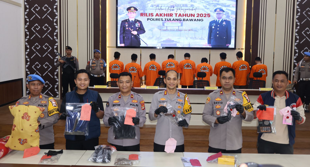 Polres Tulang Bawang Paparkan Capaian Kinerja 2025, 153 Kasus Berhasil Diungkap