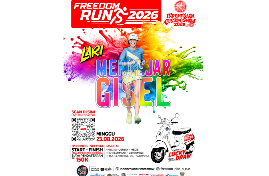 Ada Freedom Run 5K di ICS 2026, Lari Bareng Gisel hingga Berpeluang Bawa Pulang Vespa Matic