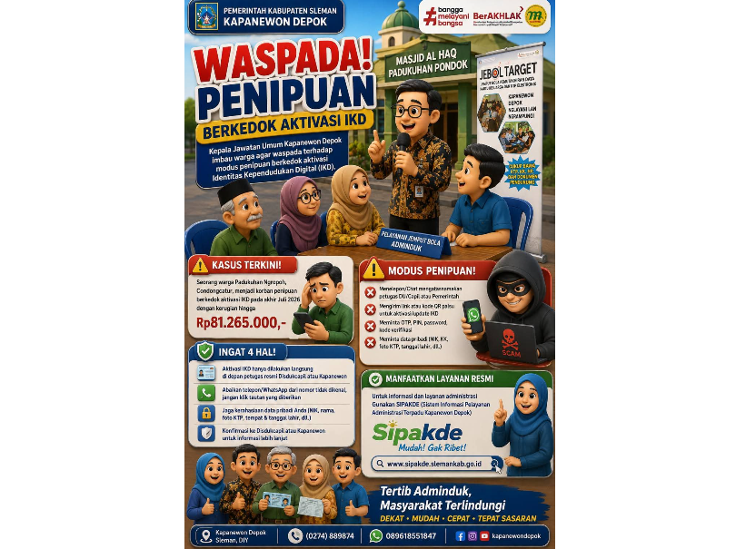 Modus Penipuan Aktivasi IKD Makan Korban, Warga Sleman Rugi Rp81 Juta