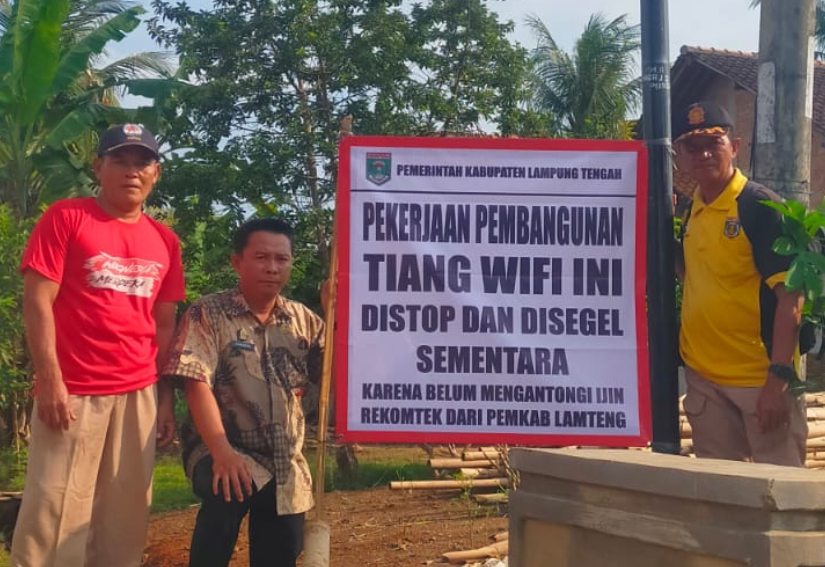 Peringatan Diabaikan, Pemkab Lamteng Segel Proyek My Republic