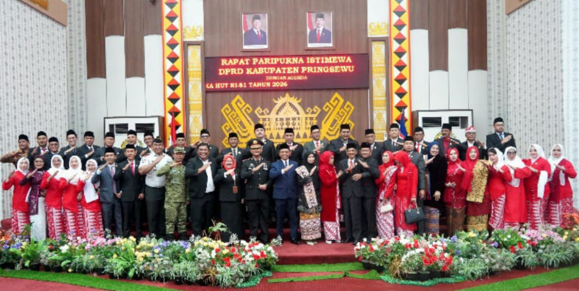 Bupati Riyanto Pamungkas Hadiri Paripurna Istimewa DPRD Pringsewu, Dengarkan Pidato Kenegaraan Prabowo
