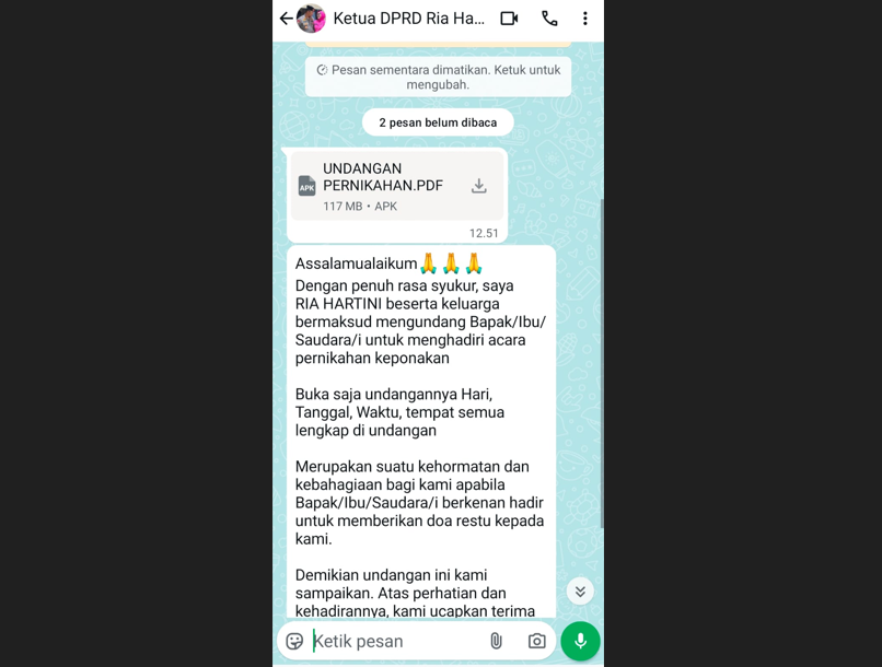 Waspada! Nomor Pribadi Ketua DPRD Metro Diduga Diretas