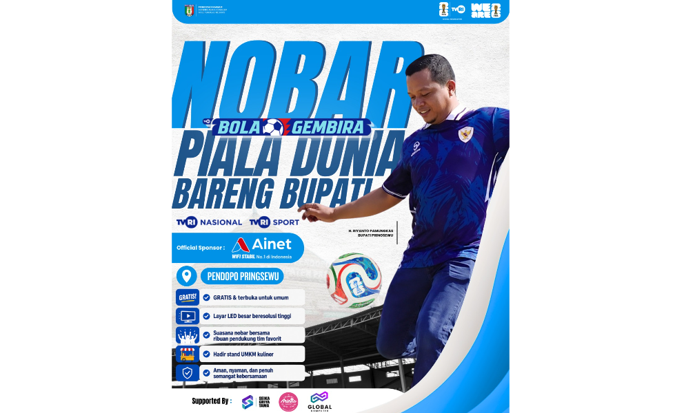 Nobar Piala Dunia 2026 di Pendopo Pringsewu, Ada Games dan Doorprize