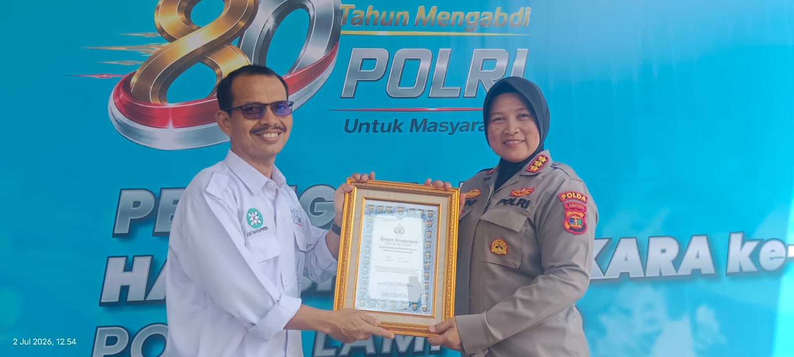 SMSI Lampung Diganjar Penghargaan dari Kapolda Lampung