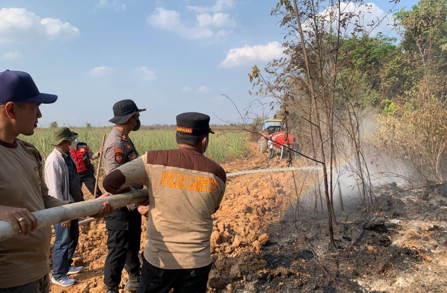 Lahan Tebu PT Silva Inhutani Terbakar, Kapolres Mesuji Pimpin Langsung Penyisiran dan Pemadaman