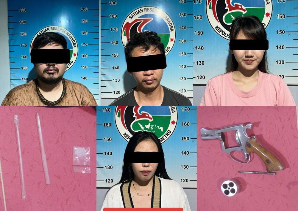  Polisi Amankan Empat Pelaku Pesta Sabu di Metro, Ditemukan Senpi Rakitan Revolver