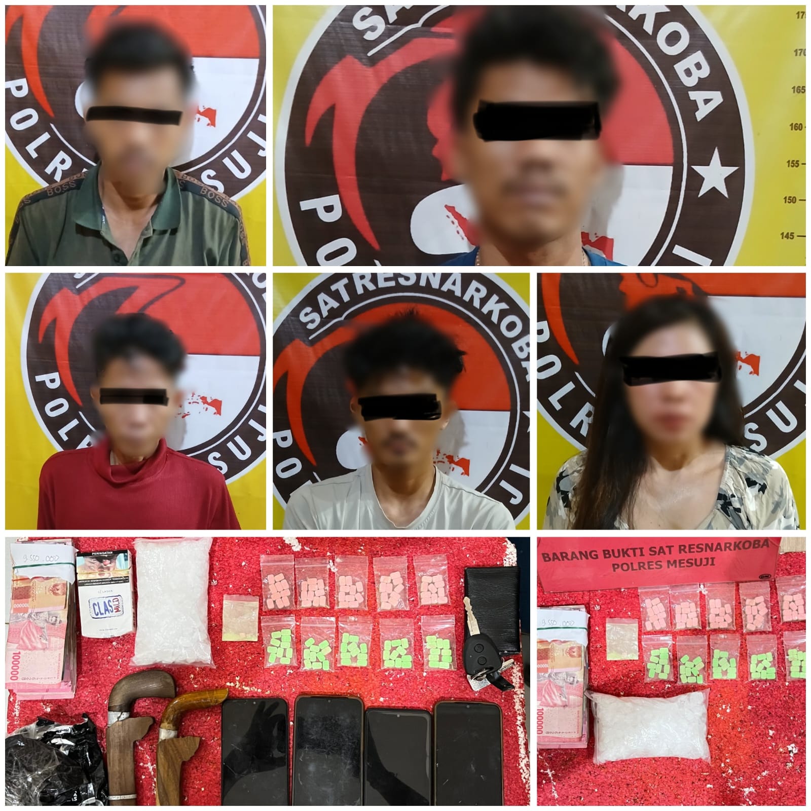 Sat Res Narkoba Polres Mesuji Bongkar Kasus Narkoba Lintas Provinsi, 5 Tersangka Asal Riau Diamankan
