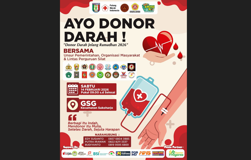 Gandeng PWI Pringsewu, Karang Taruna Sukoharjo Gelar Donor Darah Jelang Ramadhan