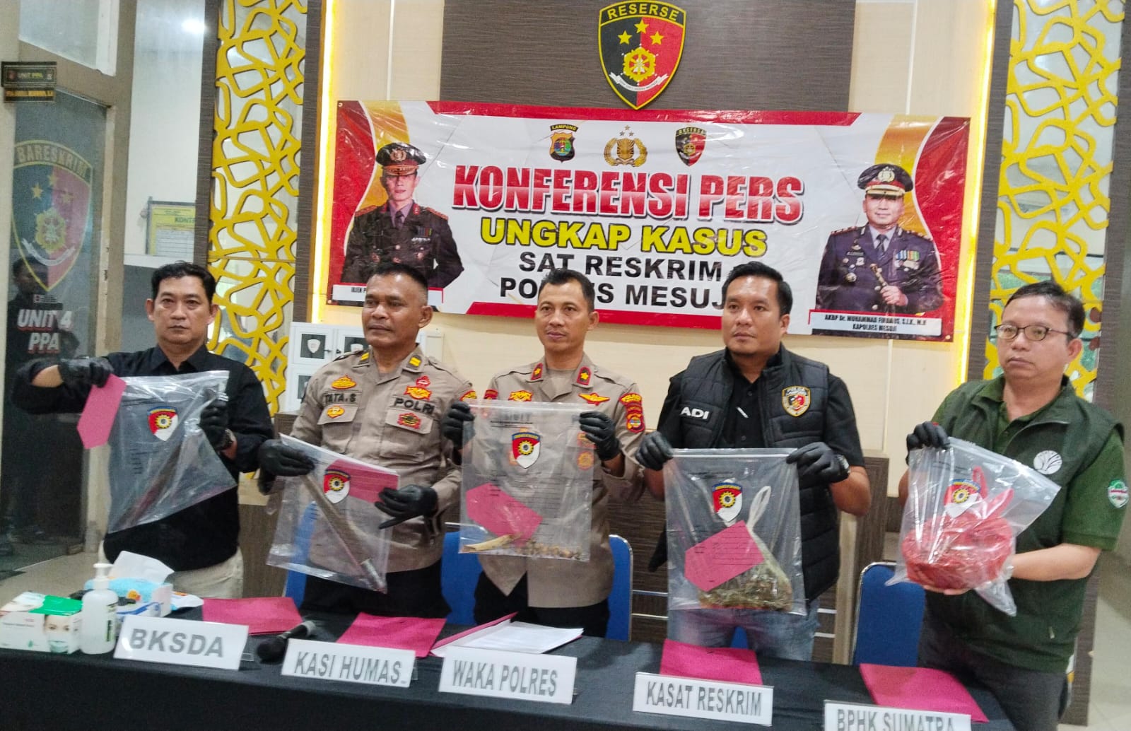 Polres Mesuji Tangkap 4 Terduga Pelaku Pembunuhan Tapir di Kawasan Register 45