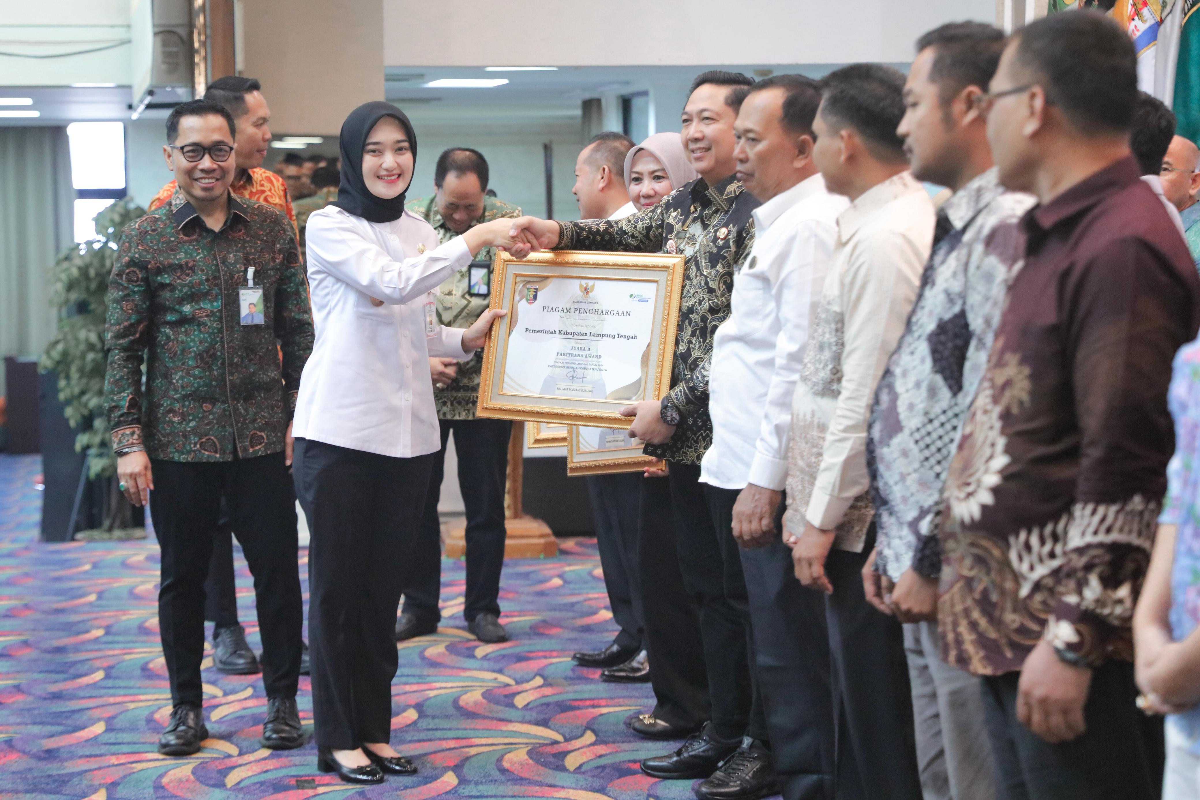 Lampung Tengah Raih Penghargaan Paritrana, Dorong Kolaborasi Lindungi Pekerja Formal dan Informal