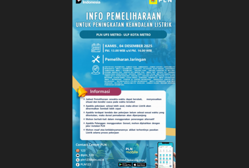 Besok! Wilayah Lampung Timur Akan Terdampak Pemadaman Listrik, Cek Lokasinya