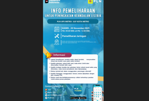 Besok RSU Muhammadiyah dan Kawasan Pendidikan Metro Kena Dampak Pemadaman PLN ULP Metro, Cek Wilayah Lain!