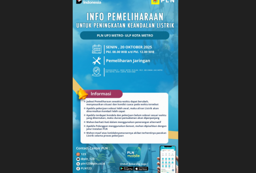 Siap-siap! Ini Daftar Wilayah yang Terkena Pemadaman Listrik Oleh PLN ULP Metro 