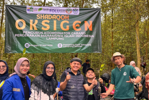 Shodaqoh Oksigen, PKC PMII Lampung Bersama Cabang Se-Lampung Tanam 5.000 Bibit Mangrove di Pematang Pasir