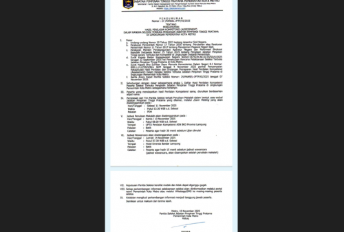 Pansel Resmi Umumkan Hasil Selter 3 JPTP di Kota Metro